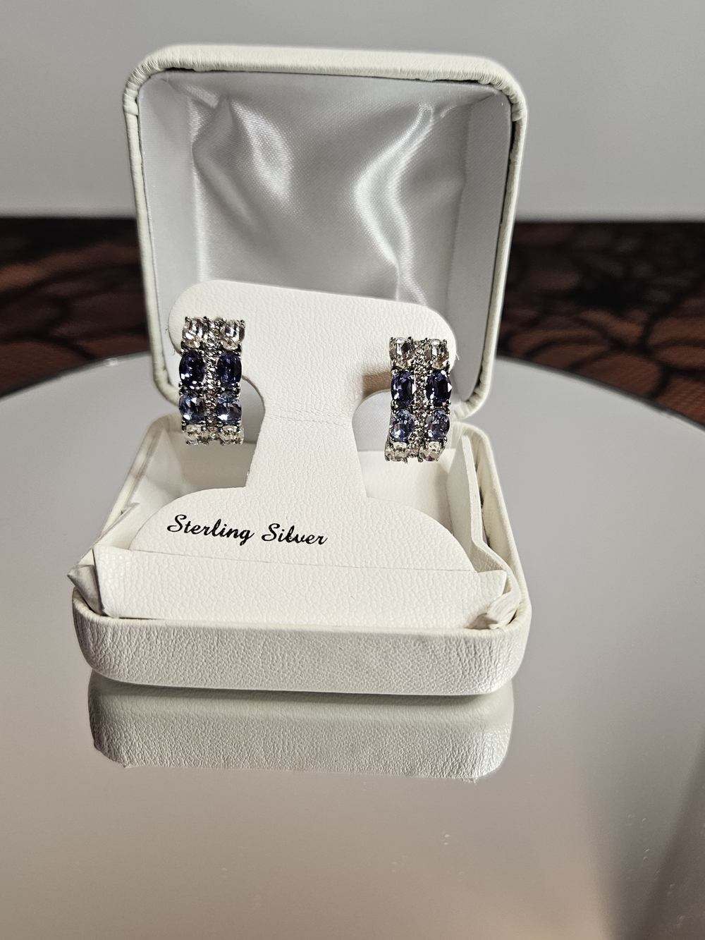 925 STERLING SILVER / DEEP BLUE EARRINGS MSRP $200 - Picture 4 of 5